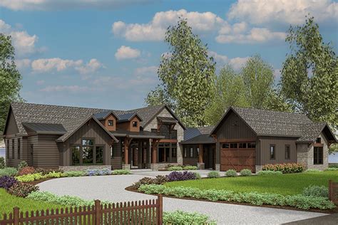 Mountain Craftsman House Plan With 3 Car Courtyard Entry Garage 3245