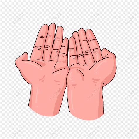 Linear Hand Drawn Style Cartoon Praying Gesture Na May Bukas Na Mga