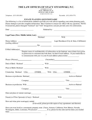 Fillable Online Estate Planning Intake Form 2 Doc Fax Email Print