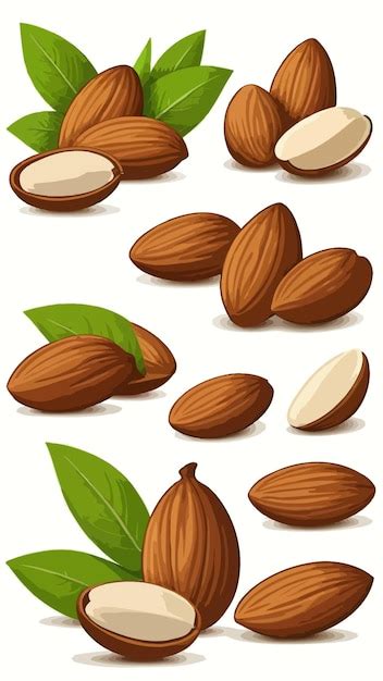 Una Colecci N De Nueces De Almendra Vector De Dibujos Animados Obra De