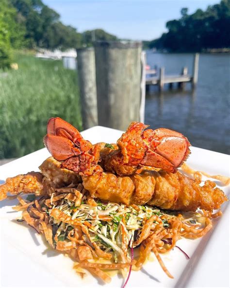 Tempura Fried Lobster Tail With Asian Slaw And Wasabi Cream Sauce