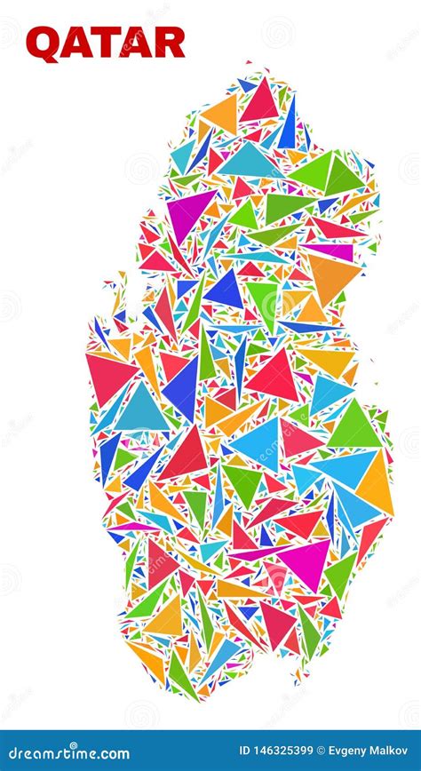 Qatar Map Mosaic Of Color Triangles Stock Vector Illustration Of