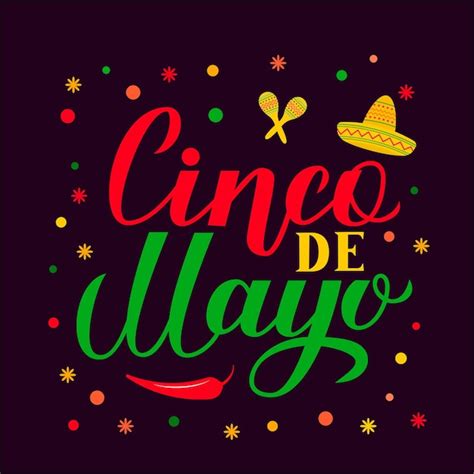 Premium Vector Cinco De Mayo Lettering With Sombrero Pepper And