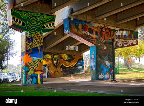 The mural Colossus at Chicano Park, Barrio Logan, under the San Stock ...