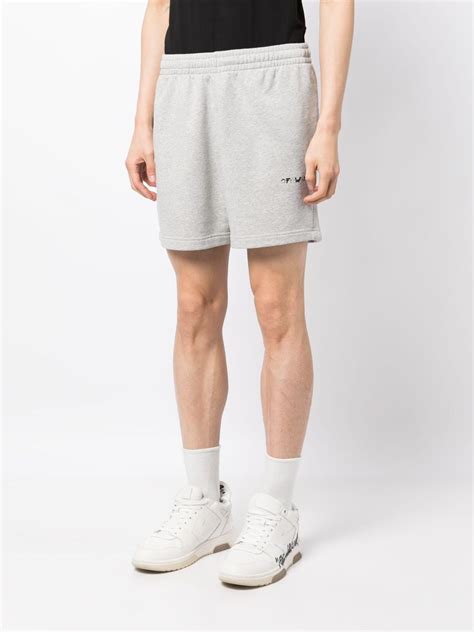 Off White Logo Print Track Shorts Grey FARFETCH UK