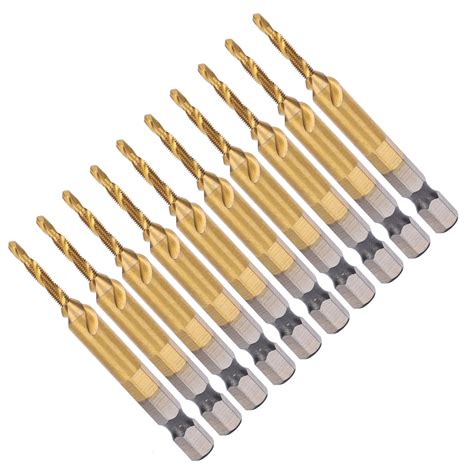 Anti-Rust 10Pcs M3-Drill Tapping Tool, Hex Shank Screw Tap, For Deburring Reaming Tapping ...