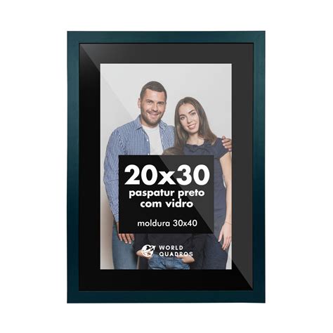 Moldura Vidro 20x30 Paspatur Preto Porta Retrato Fotografia Parede