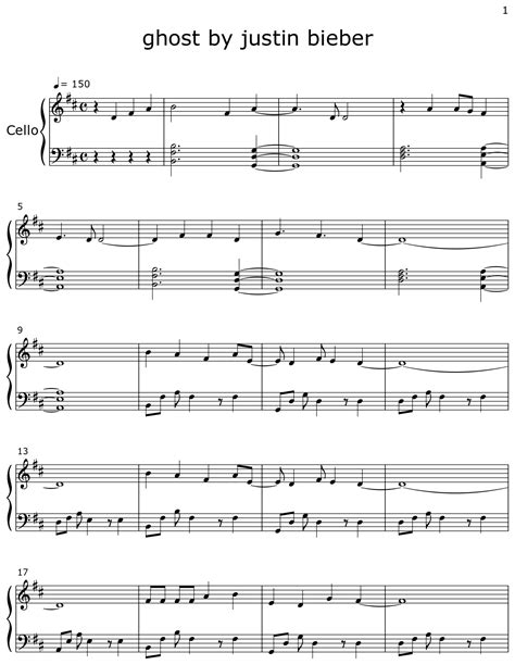 Ghost By Justin Bieber Sheet Music For Cello