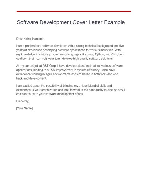 Development Cover Letter