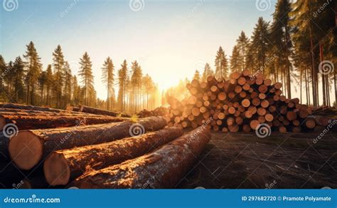 Group Of Log Trunks Pile Wooden Trunks Pine Logging Timber Wood