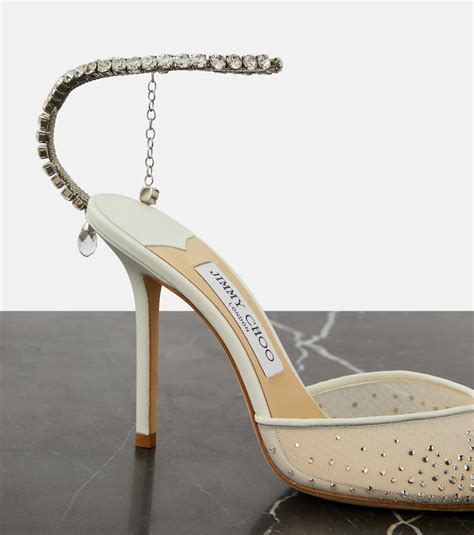 Saeda 100 Embellished Satin Pumps In White Jimmy Choo Mytheresa