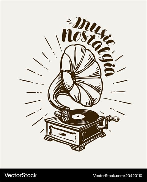 Gramophone Phonograph Record Player Sketch Vector Image