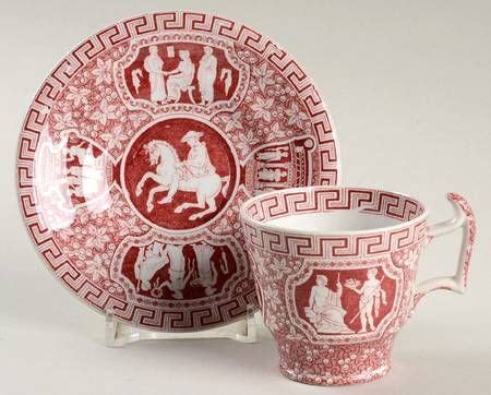 Spode Greek Red Footed Demitasse Cup Saucer Set Spode Pretty China