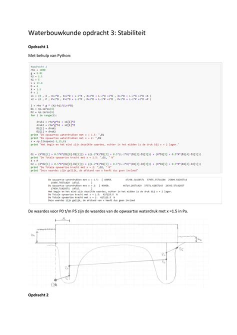 Verplichte Opgaven Waterbouwkunde Opdracht 3 Stabiliteit