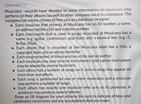 Solved Question Musicians Records Have Decided To Store Chegg