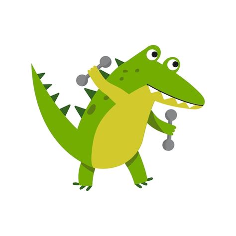 Personagem De Crocodilo Bonito Dos Desenhos Animados Levantando