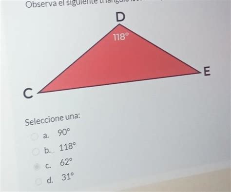 Observa El Siguiente Triángulo Isosceles Y Selecciona La Opción Que Indica El Valor Del ángulo C