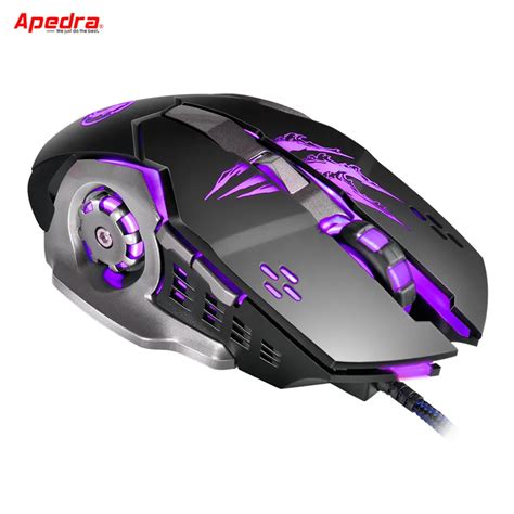 APEDRA Macro Wired Gaming Mouse Gamer 6 Buttons Mechanical Design USB ...