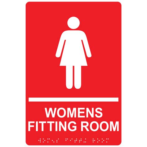 Portrait Ada Womens Fitting Room Braille Sign Rre 14858whtonred