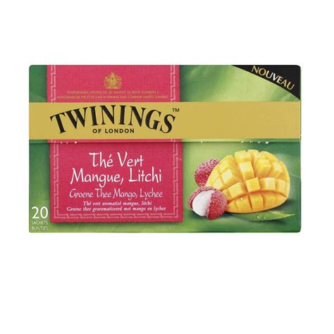 TWININGS Thé vert mangue et litchi 25 sachets 50g La Maison Du Café