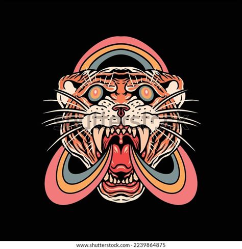 Trippy Tiger Illustration Vector Design Stock Vector Royalty Free