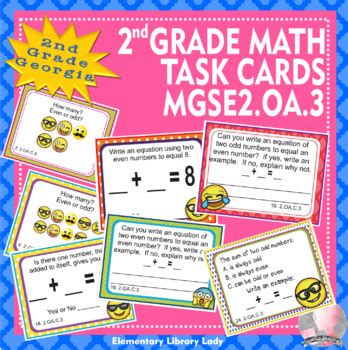 Georgia Math Mgse Oa Nd Grade Task Cards Odd And Even Tpt