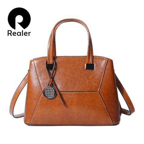 REALER Bolso De Lujo Vintage Para Mujer Bandolera De Cuero De Gran