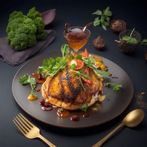 Premium Ai Image Culinary Delights Artistic Food Presentation With