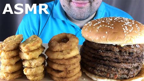 ASMR BURGER KING GIANT WHOPPER ONION RINGS CHICKEN NUGGETS Eating