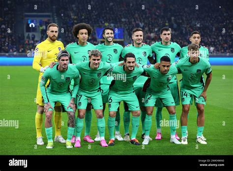 Team Atletico Madrid starting XI pose for the squad photo during the ...