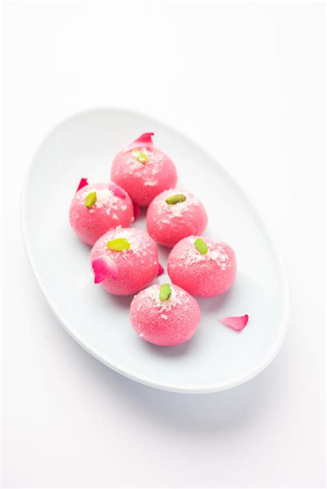 Delicious Pink Chumchum Or Rose Flavour Cham Cham Or Rasgulla Or Rasagola Rosogola Rosogolla