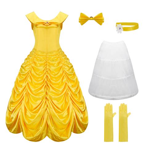 Princess Belle Yellow Dress Beauty and the Beast Film Cosplay Hallowcos