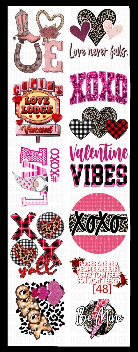 Valentines Bundle Dtf Gang Sheet Rustic Grace Heat Transfer Company