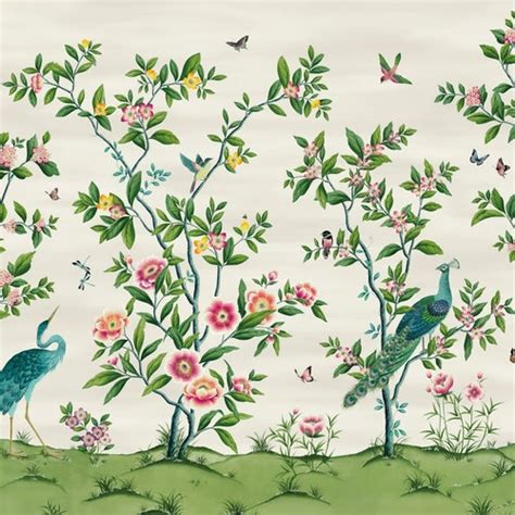 Florence Blue Chinoiserie Wallpaper Mural Harlequin Wall Etsy