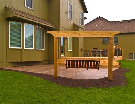 Sharp Cedar Deck And Stamped Concrete Patio In Kc Terrace Kansas