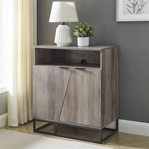 Manor Park Modern Angled Door Accent Cabinet Grey Wash Walmart