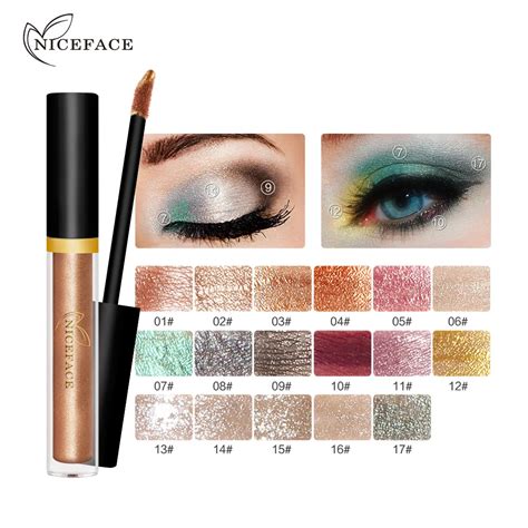 NICEFACE líquido sombra de ojos Shimmer Glitter Nude metales brillo