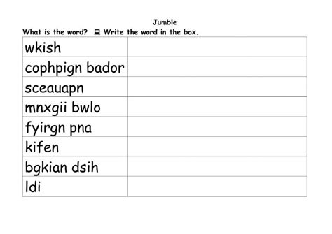 Word Jumble Cooking Worksheet Live Worksheets