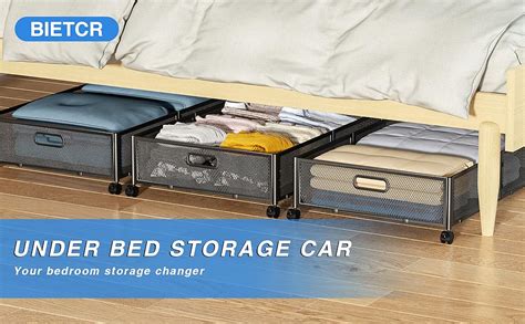 Amazon BIETCR Under Bed Storage Containers With Wheels Metal