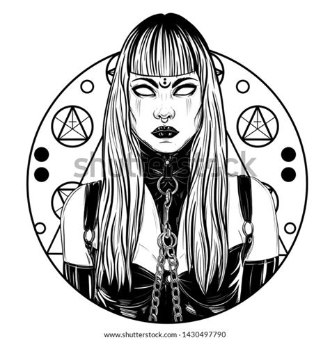 Gothic Girl Symbols Ink Art Illustration Stock Illustration 1430497790 | Shutterstock