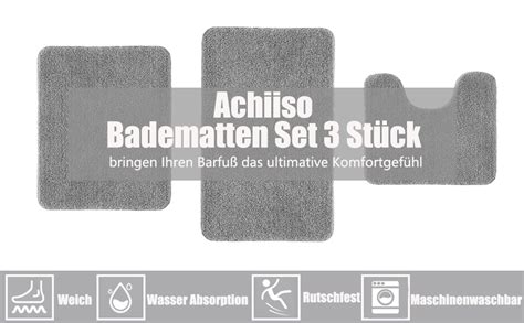 Amazon de Achiiso Badematten Set 3 Stück rutschfeste Badezimmer