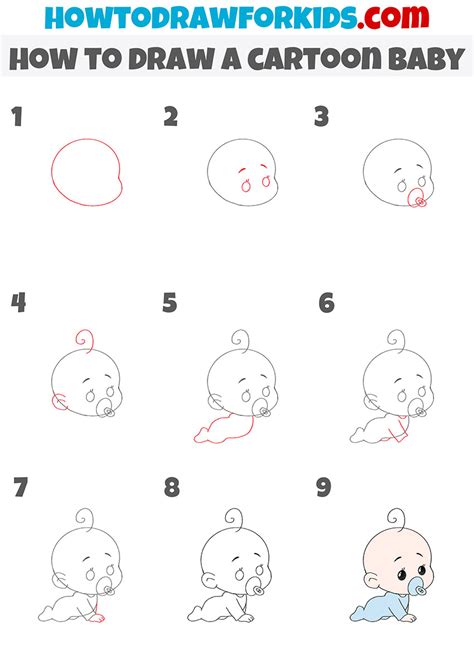 How to Draw a Cartoon Baby - Easy Drawing Tutorial For Kids