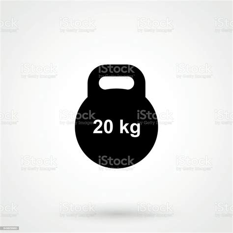 Weight Sign Icon 20 Kilogram Sport Symbol Fitness Gray Flat Button With