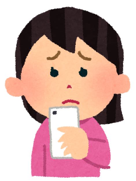 無料イラスト かわいいフリー素材集 スマートフォンを使う女性のイラスト「喜・怒・哀・楽」