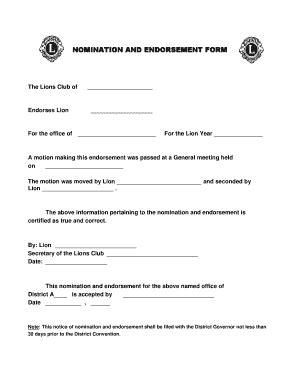 Endorsement Form Fill Online Printable Fillable Blank Pdffiller