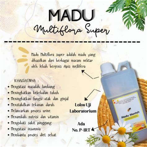 Jual Madu Nektar Multiflora Super 100 Madu Murni Asli Ternak 1kg