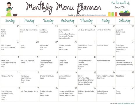 Happy Clean Living Monthly Meal Planning