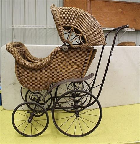 Antique F A Whitney Wicker Baby Buggy Stroller