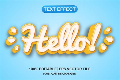 Hola Efecto De Texto Editable D Vector Premium