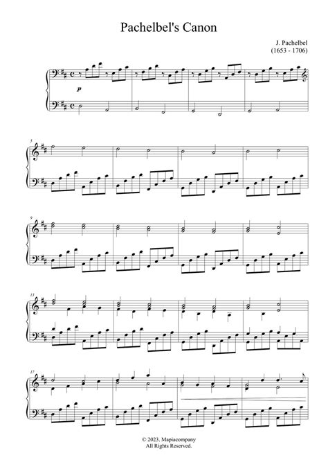 J Pachelbel Canon In D Piano By Pachelbel Free Sheet Music For Piano